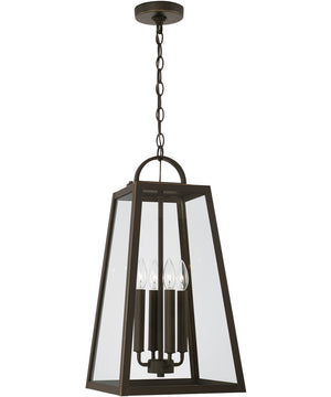 Leighton 4-Light Outdoor Hanging-Lantern Rain or Shine - Oiled Bronze