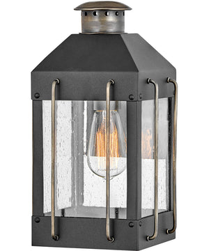 Fitzgerald 1-Light Small Outdoor Wall Mount Lantern in Textured Black