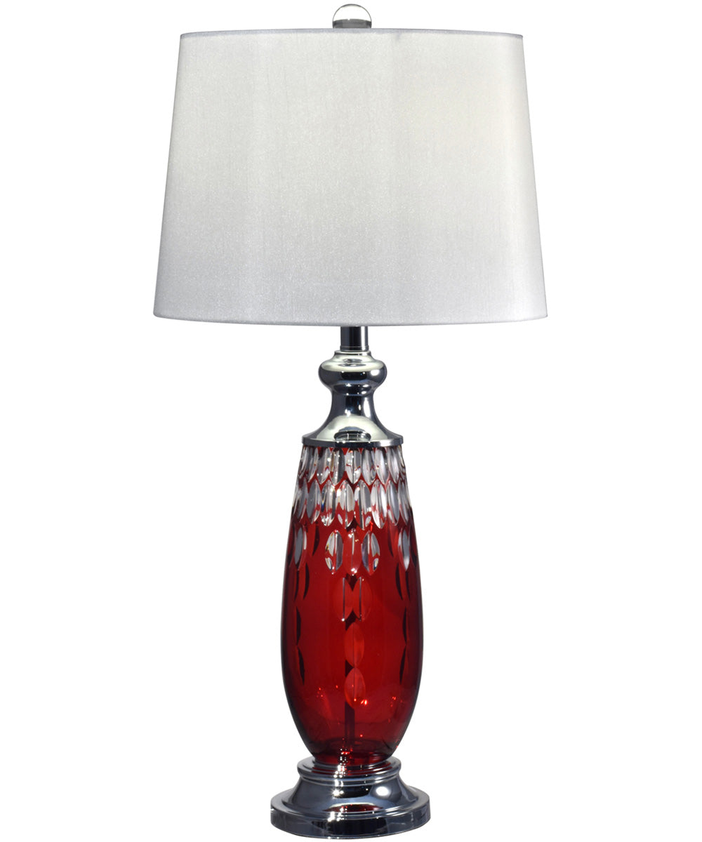 Red Crystal 24% Lead Hand Cut Crystal Table Lamp