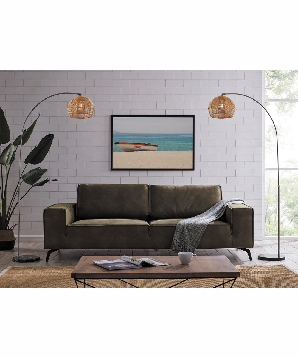 Morley 2-Light 2 Pack-Arch Lamp Brushed Nickel/Rattan Shade