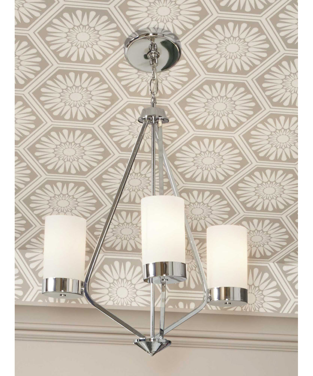 Elevate 3-Light Etched White Glass Mid-Century Modern Chandelier Light Polished Chrome