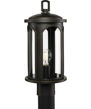 Gables 1-Light Clear Glass Transitional Style Outdoor Post Lantern with DURASHIELD Antique Bronze