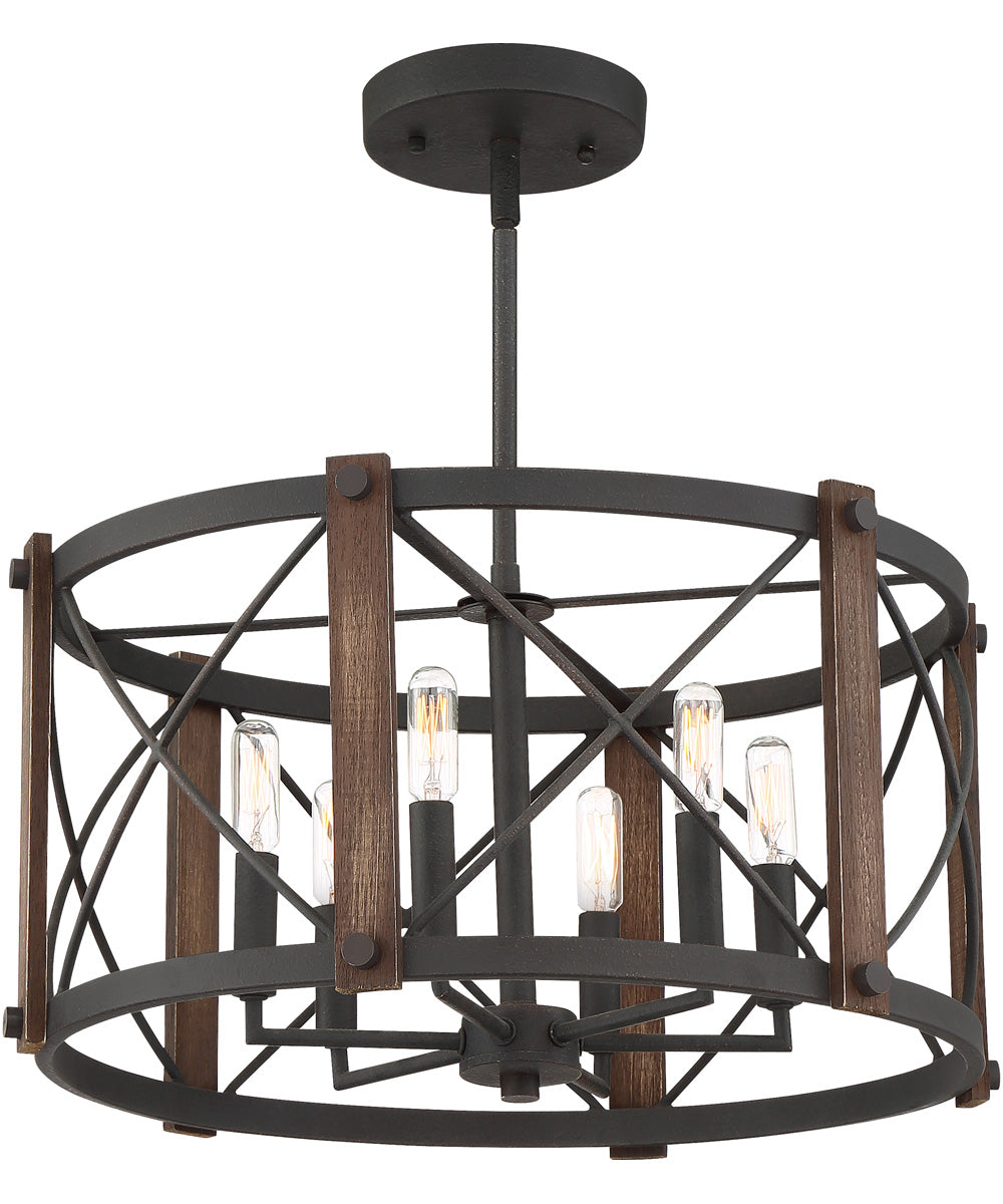 Baron 6-light Semi Flush Mount Marcado Black