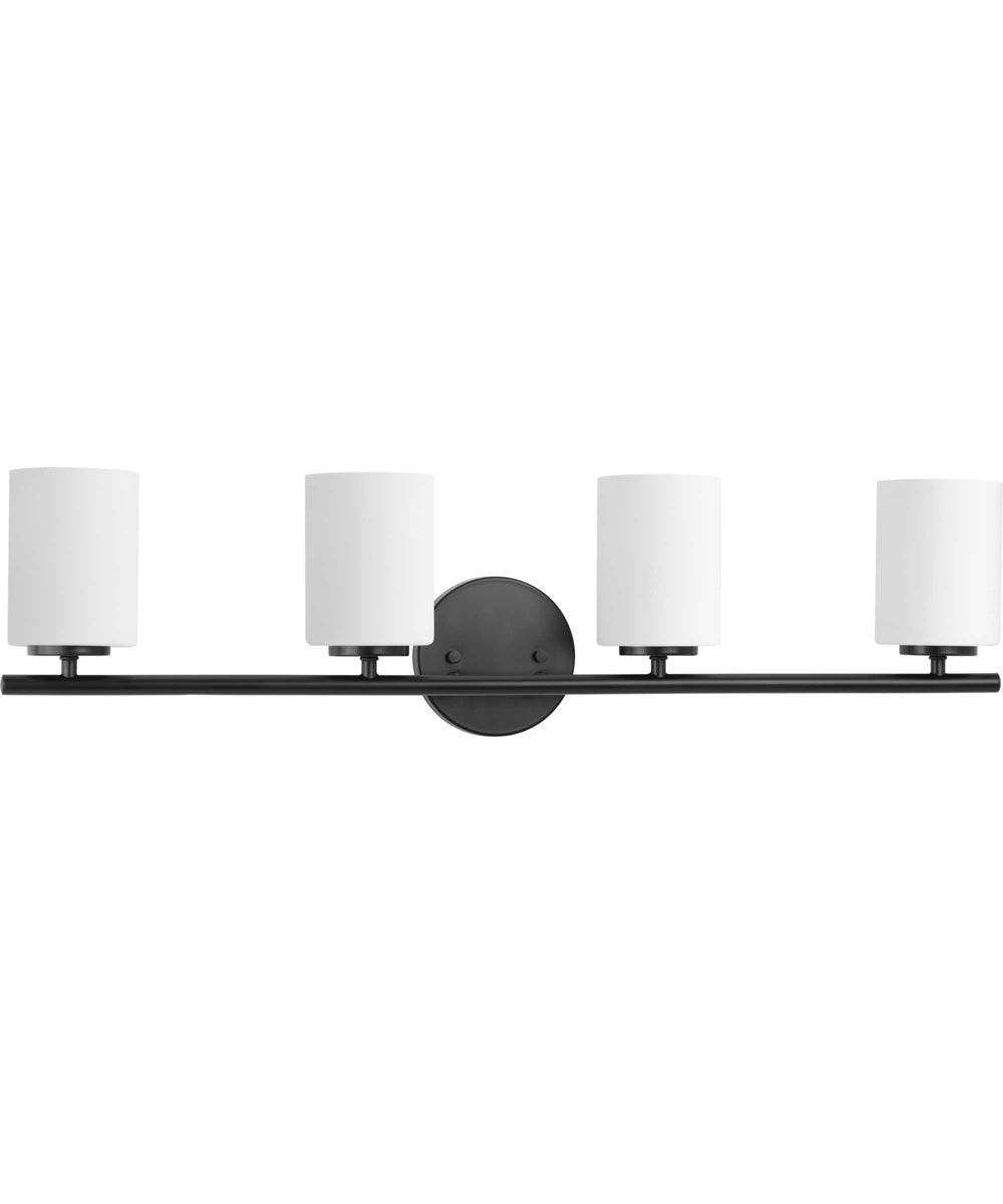 Replay 4-Light Etched Glass Modern Bath Vanity Light Textured Black