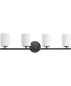 Replay 4-Light Etched Glass Modern Bath Vanity Light Textured Black