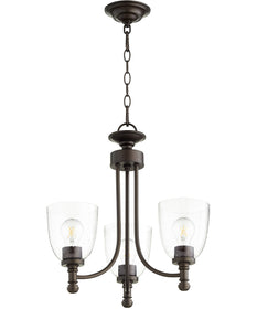 18"W Rossington 3-light Chandelier Oiled Bronze w/ Clear/Seeded