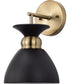 Perkins 1-Light Vanity & Wall Matte Black / Burnished Brass
