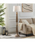 Garo 1-Light Floor Lamp Brushed Wood Finished/White Linen