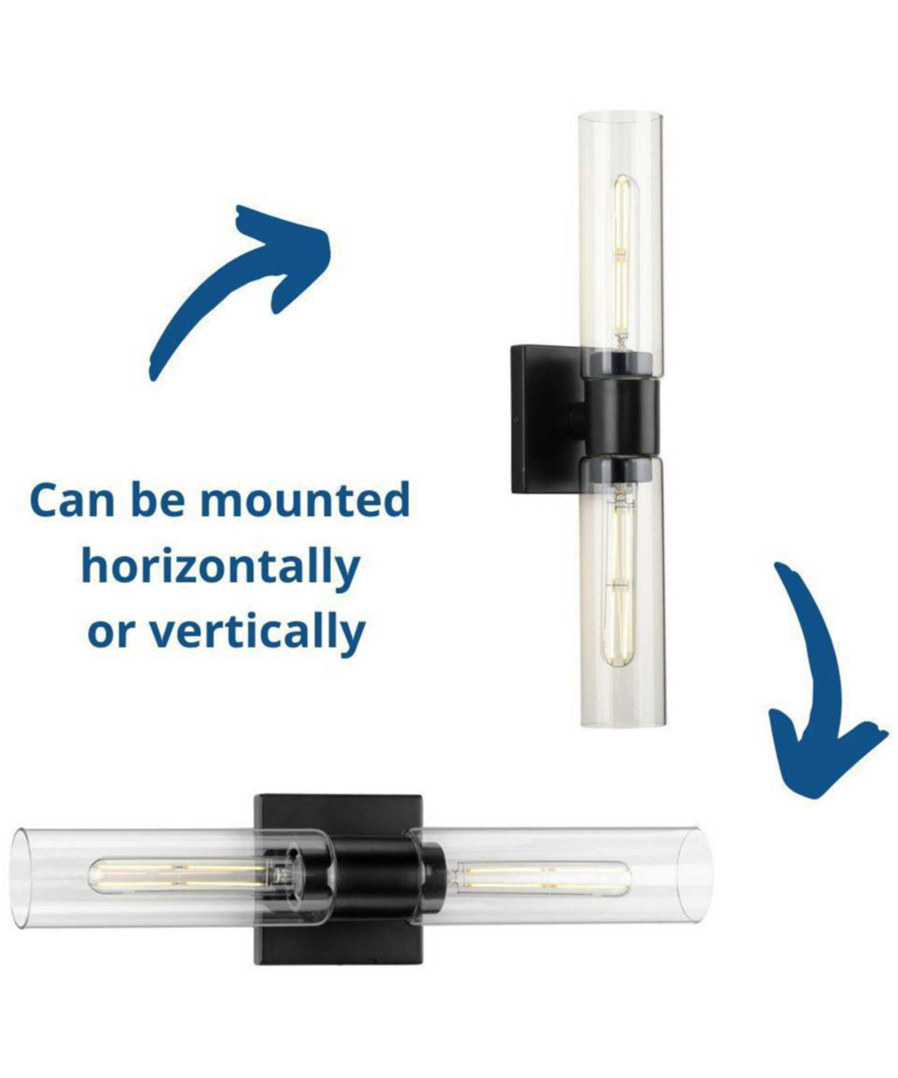 Clarion 2-Light Clear Glass Modern Style Bath Vanity Wall Light Matte Black