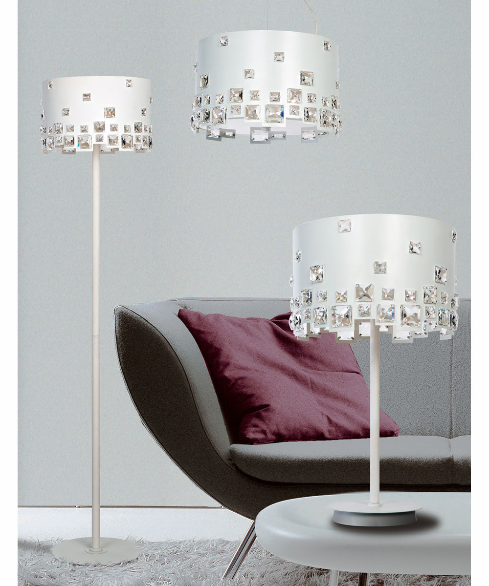 Isabella 3-Light Floor Lamp White/Crystal Decorations