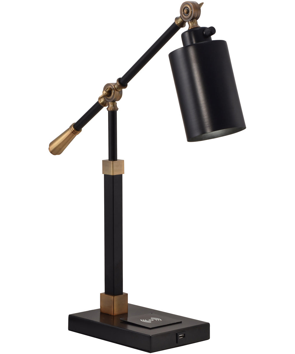 23 Inch H Cylinder Multi-Direction Desk Lamp With Wireless/Usb Charger