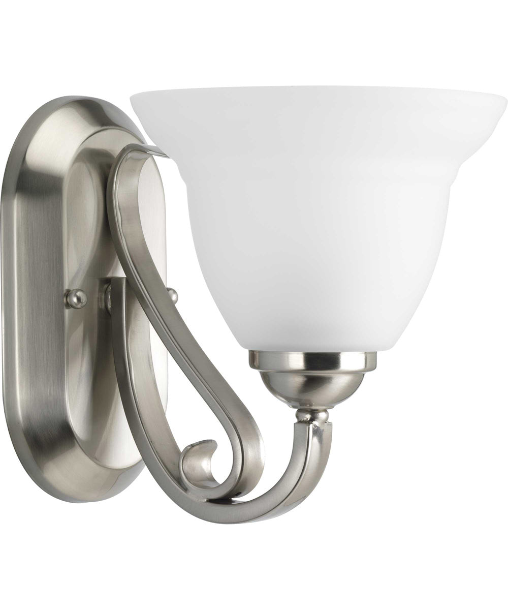 Torino 1-Light Etched Glass Transitional Bath Vanity Light Brushed Nickel