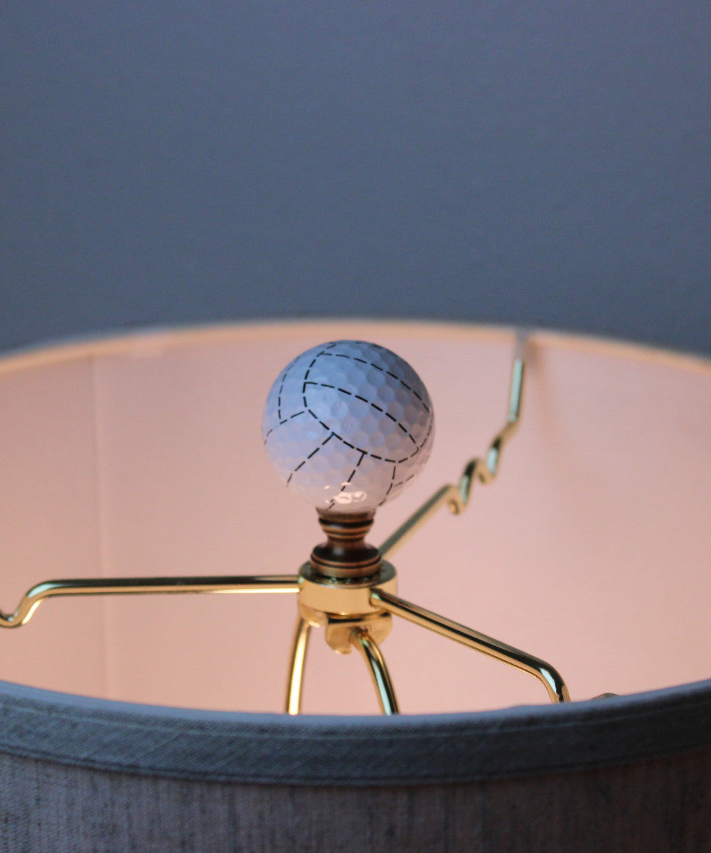 2"H Volleyball Lamp Finial White with Black Stripes