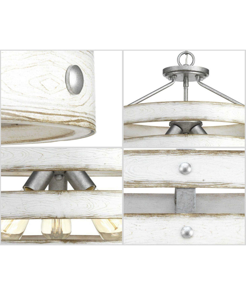 Gulliver 3-Light 17" Semi-Flush Convertible Galvanized Finish