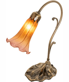15" High Amber/Purple Tiffany Pond Lily Accent Lamp
