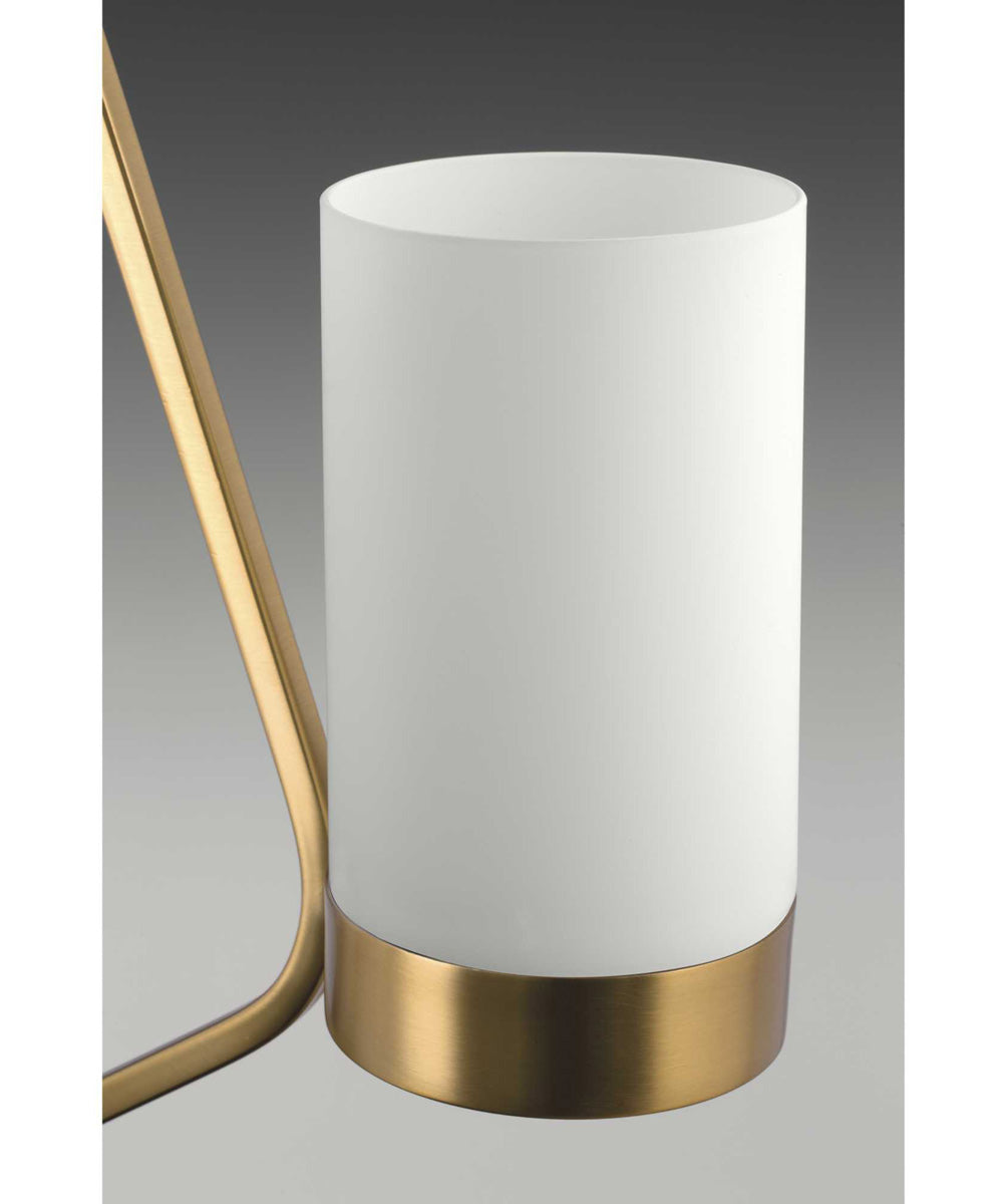 Elevate 3-Light Etched White Glass Mid-Century Modern Chandelier Light Brushed Bronze