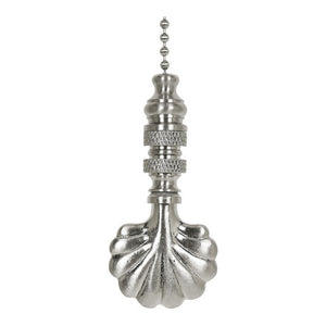 2"W Mini Scallop Shell Brushed Nickel Ceiling Fan Pull