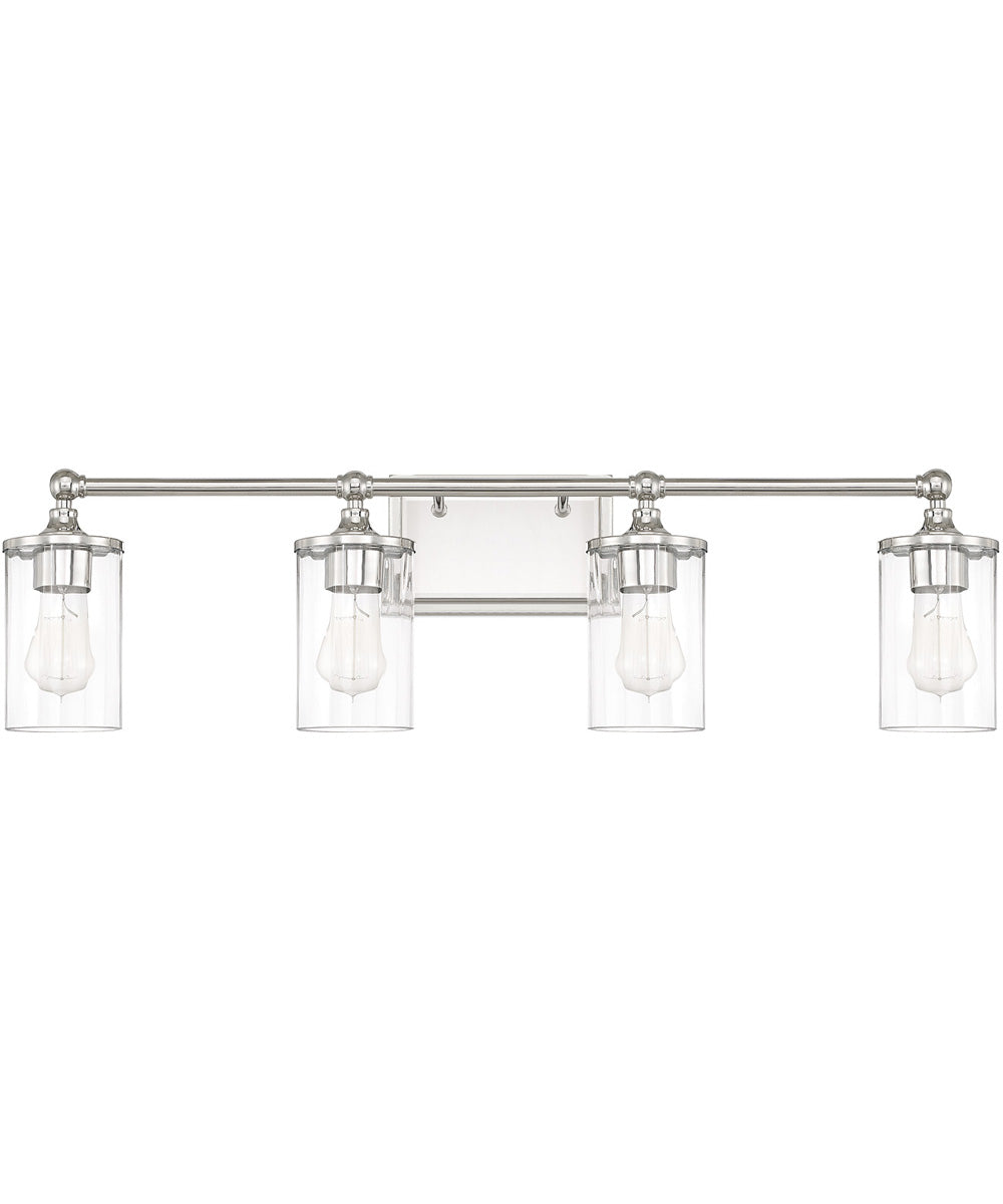 Camden 4-Light Vanity In Polished Nickel With Clear Beveled Glass