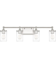 Camden 4-Light Vanity In Polished Nickel With Clear Beveled Glass