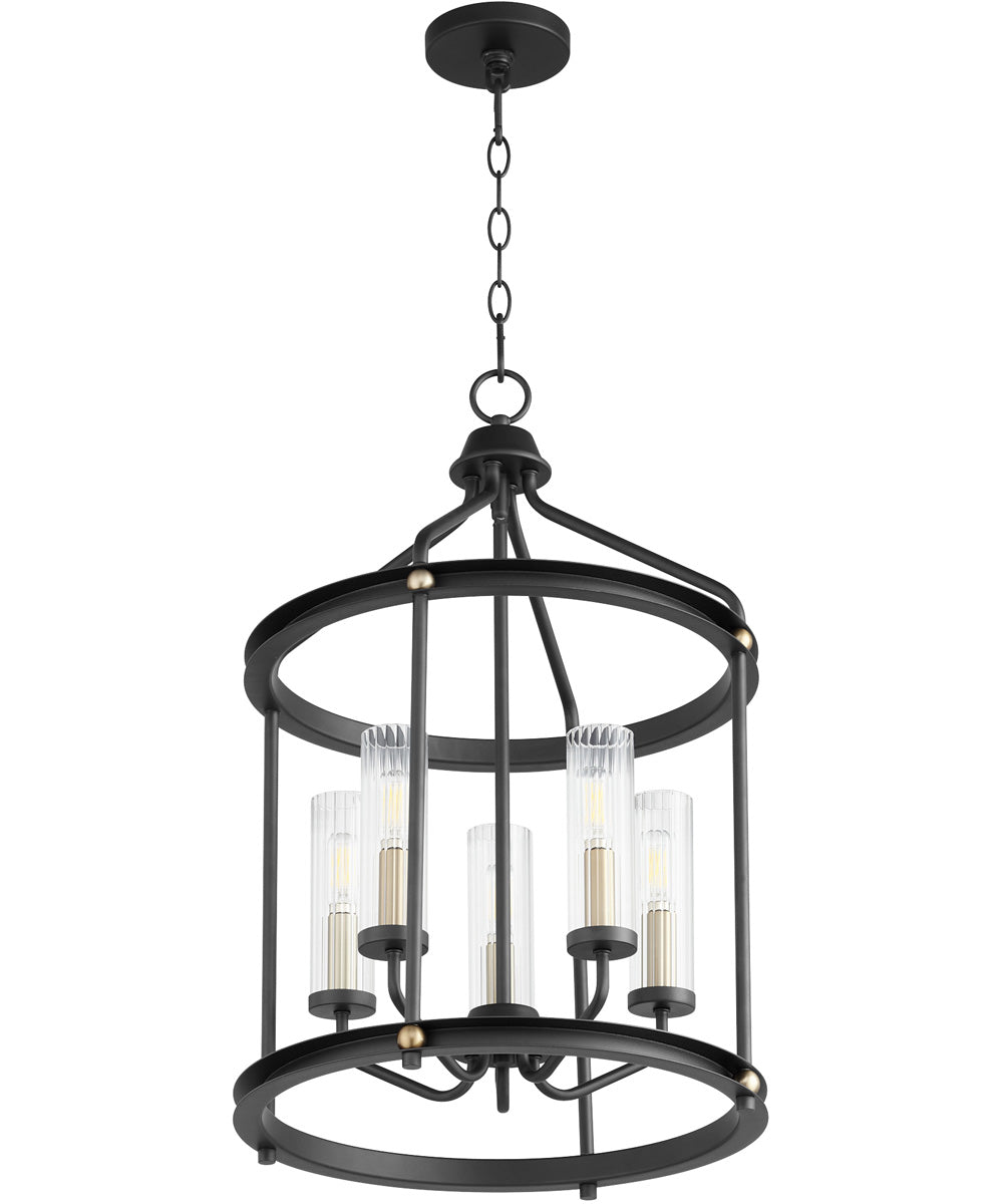 Empire 5-light Entry Foyer Hall Chandelier Textured Black w/ Aged Brass