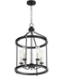 Empire 5-light Entry Foyer Hall Chandelier Textured Black w/ Aged Brass
