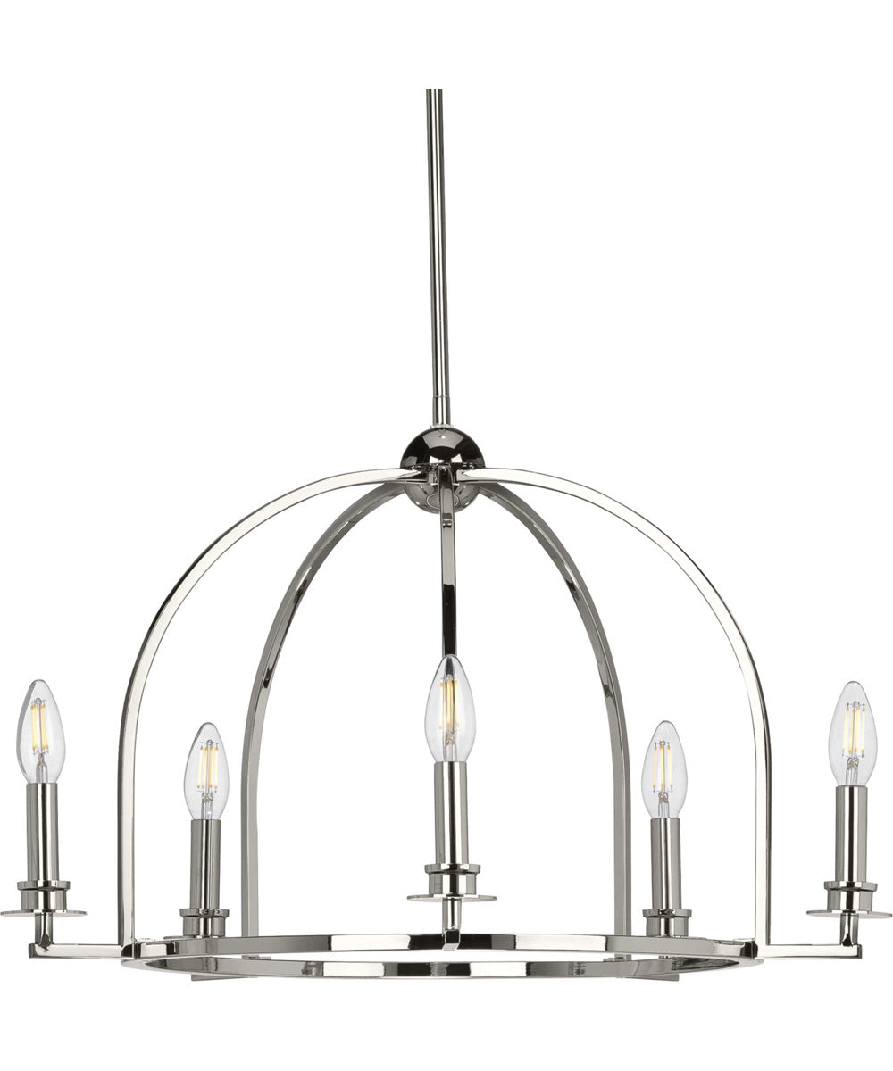 Seneca 5-Light Farmhouse Chandelier Light Polished Nickel