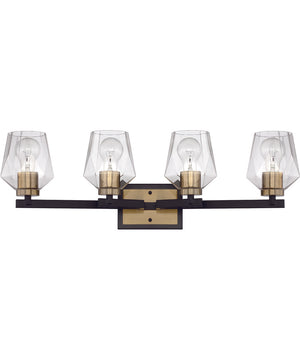 Avante Grand 4-Light Vanity Flat Black/Satin Brass