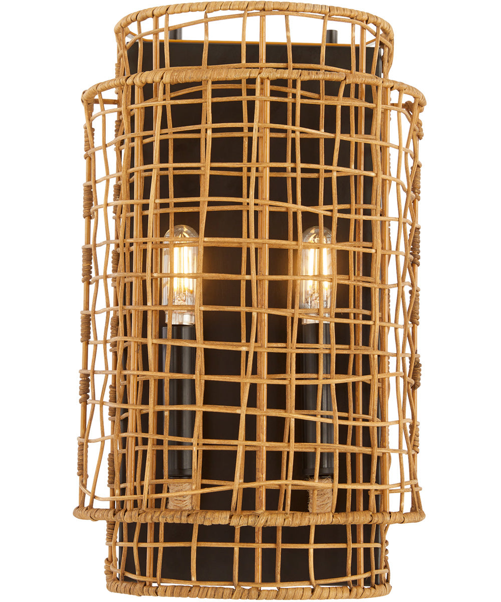 Abaca 2-light Wall Sconce Matte Black
