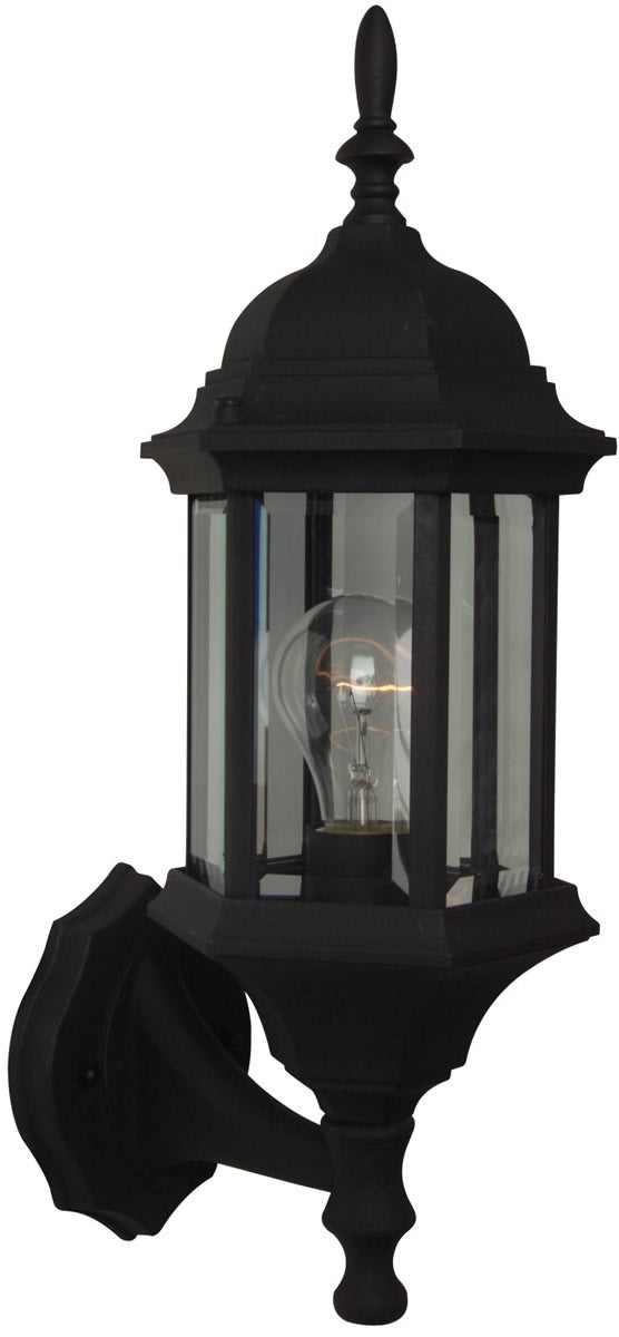 18"H Hex Style 1-Light Outdoor Wall Light Matte Black