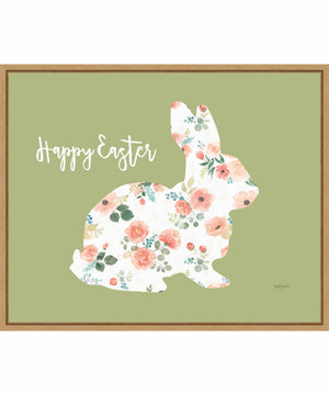 Framed Blooming Delight Bunny II by Jenaya Jackson Canvas Wall Art Print (28  W x 23  H), Sylvie Maple Frame