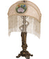 20"H Reverse Painted Roses Fabric with Fringe Table Lamp