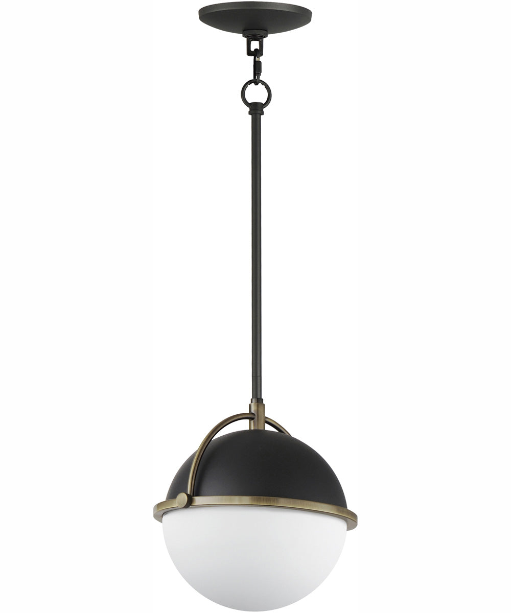 Duke 10 inch Single Pendant Black/Weathered Brass