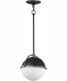 Duke 10 inch Single Pendant Black/Weathered Brass