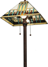 62"H Zaragoza Mission  2-Light Tiffany Floor Lamp Brown