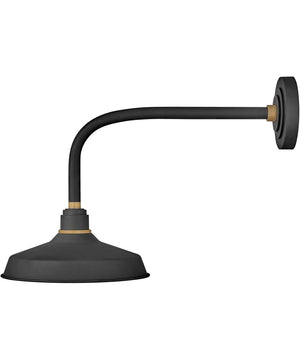 1-Light Medium Straight Arm Outdoor Barn Light in Textured Black