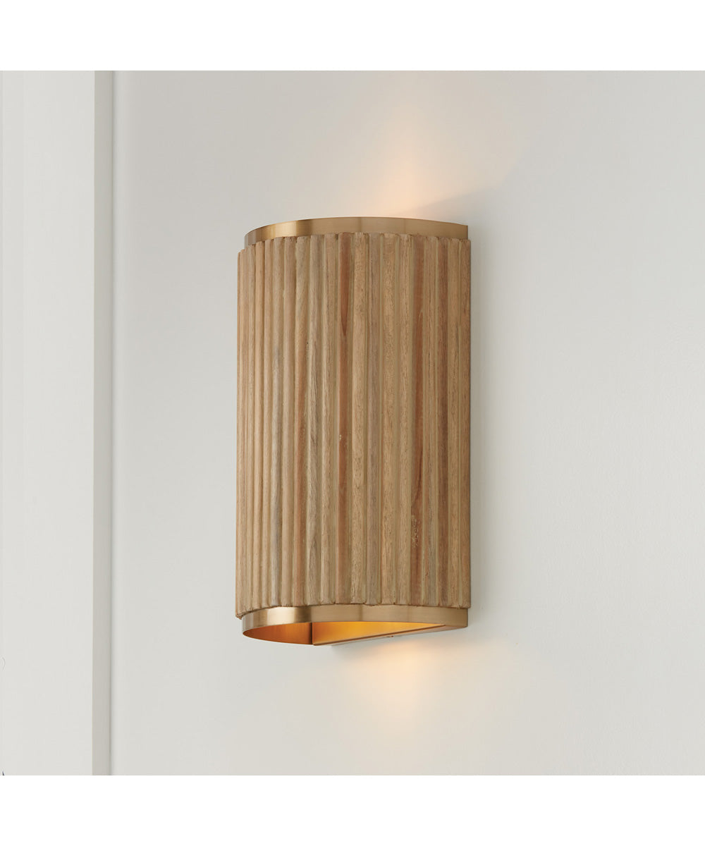 Donovan 2-Light Sconce White Wash and Matte Brass
