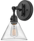 Arti 1-Light Small Single Light Sconce in Black with Clear glass