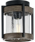 Whitmire  1-Light with Aged Oak Accents Clear Seeded Glass Farmhouse Outdoor Ceiling Mount Light Matte Black