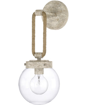 Beaufort 1-Light Sconce In Mystic Sand With Clear Glass And Decorative Rope Accent