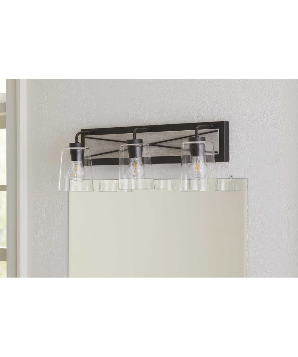 Briarwood 3-Light Clear Glass Coastal Bath Vanity Light Graphite