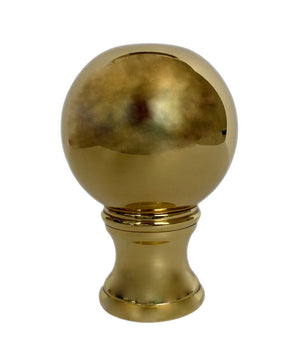 Polished Brass Sphere Lamp Finial with Polished Brass Base 1.5"h