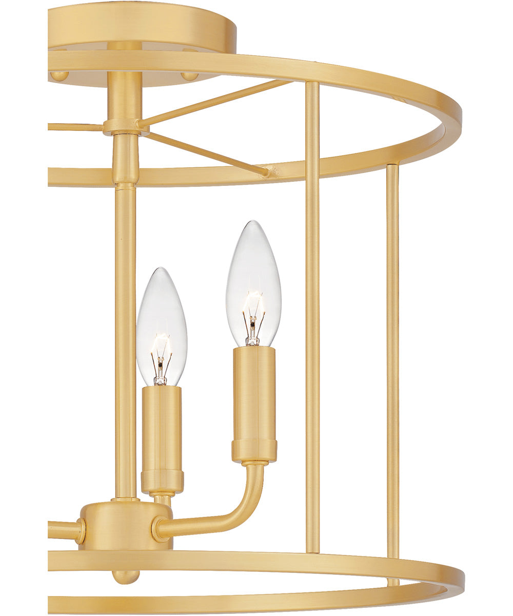 Abner 3-light Semi Flush Mount Aged Brass
