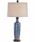 30"H 1-Light Table Lamp Ceramic in Blue and Dark Khaki with a Round Shade