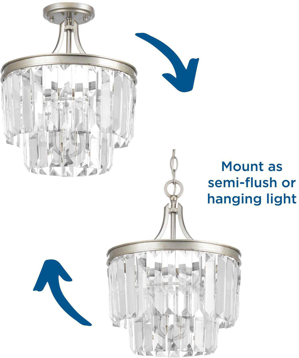 Glimmer 3-Light 15-1/2" Semi-Flush Convertible Silver Ridge