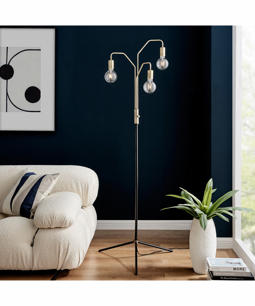 Nilmani 3-Light Floor Lamp Antique Brass/Black