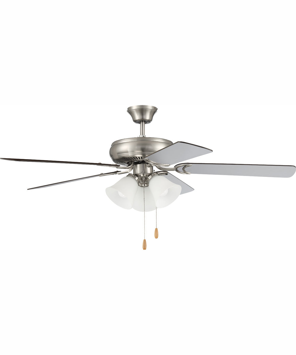 52" Decorator's Choice 3-Light Ceiling Fan Brushed Polished Nickel