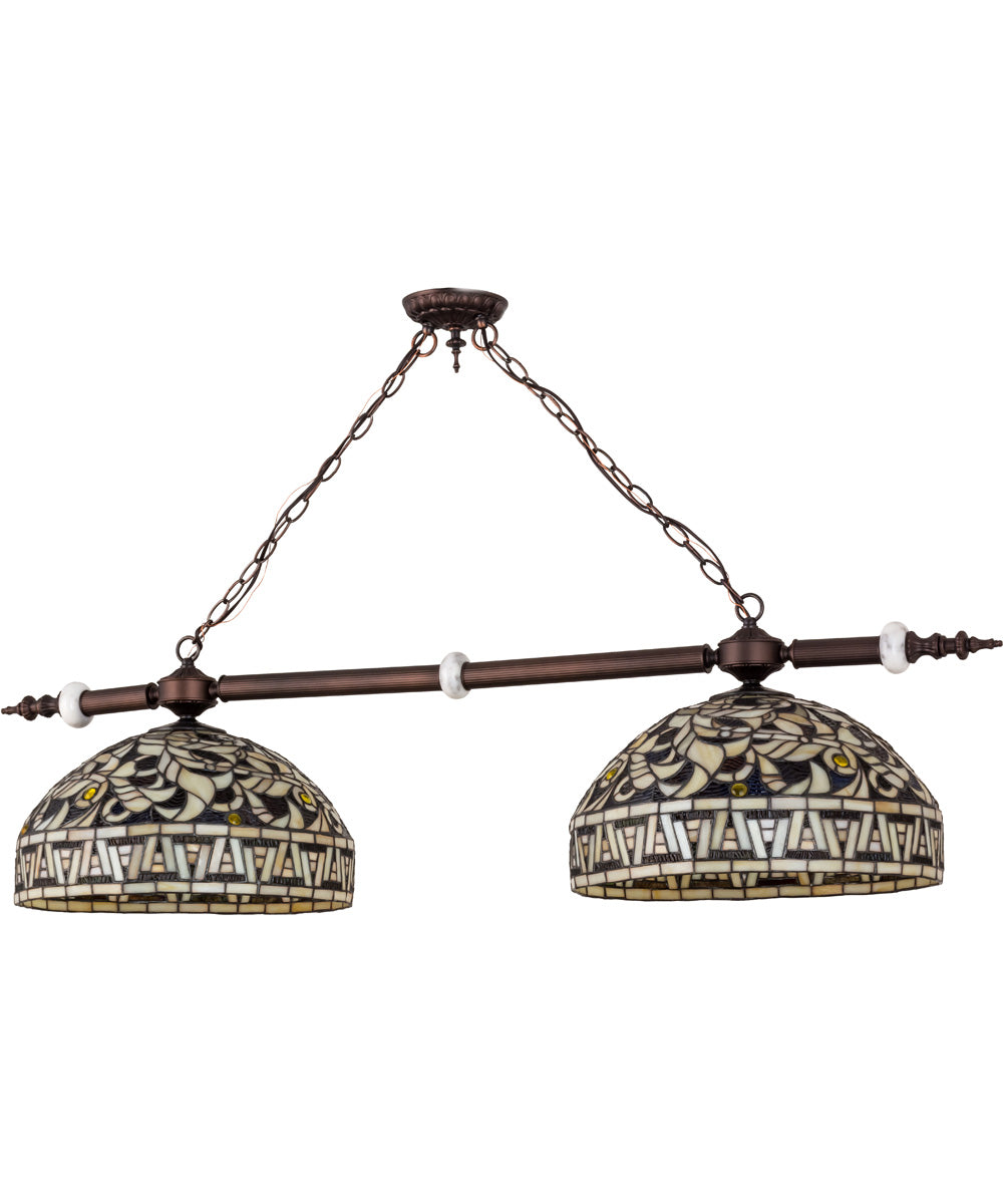 53"W Cockatoo Feathers 2 Light Island Pendant