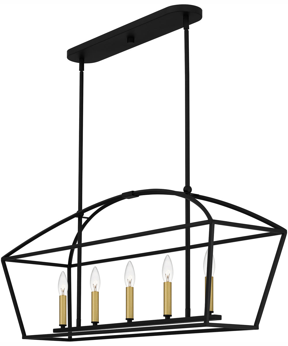 Concho Bay Medium 5-light Island Light Matte Black