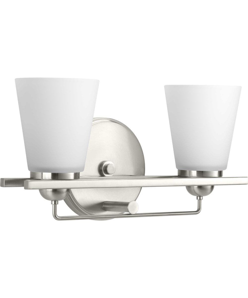 Flight 2-Light Etched Glass Coastal Bath Vanity Light Brushed Nickel