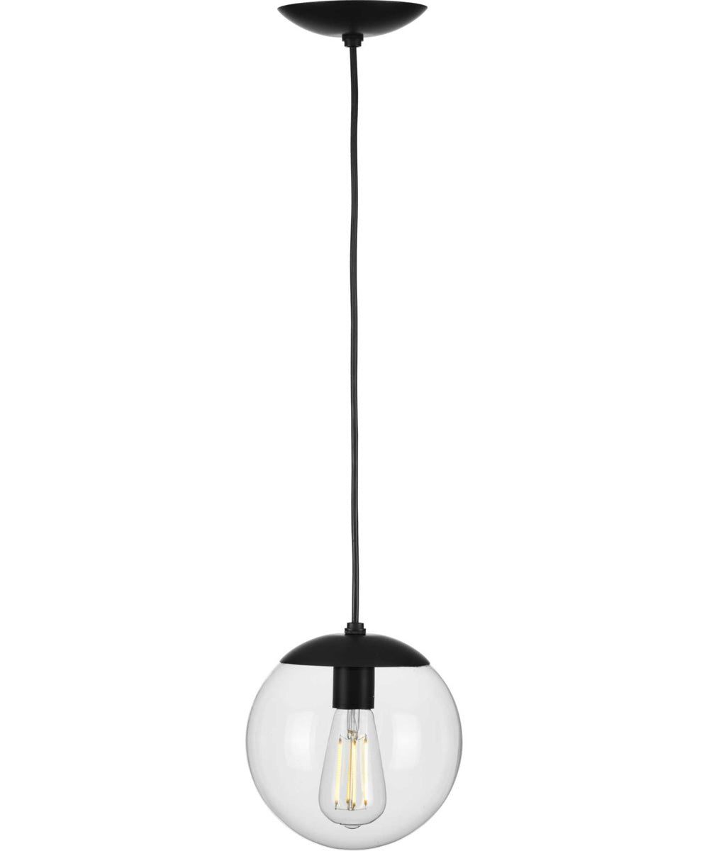 Atwell 8-inch Clear Glass Globe Small Hanging Pendant Light Matte Black